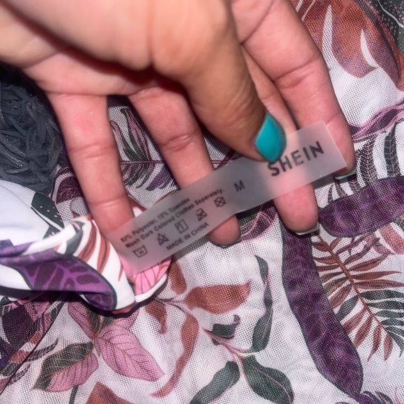 3pack Plant Print Halter Bikini Swimsuit & Cover Up - Picture 7 of 8